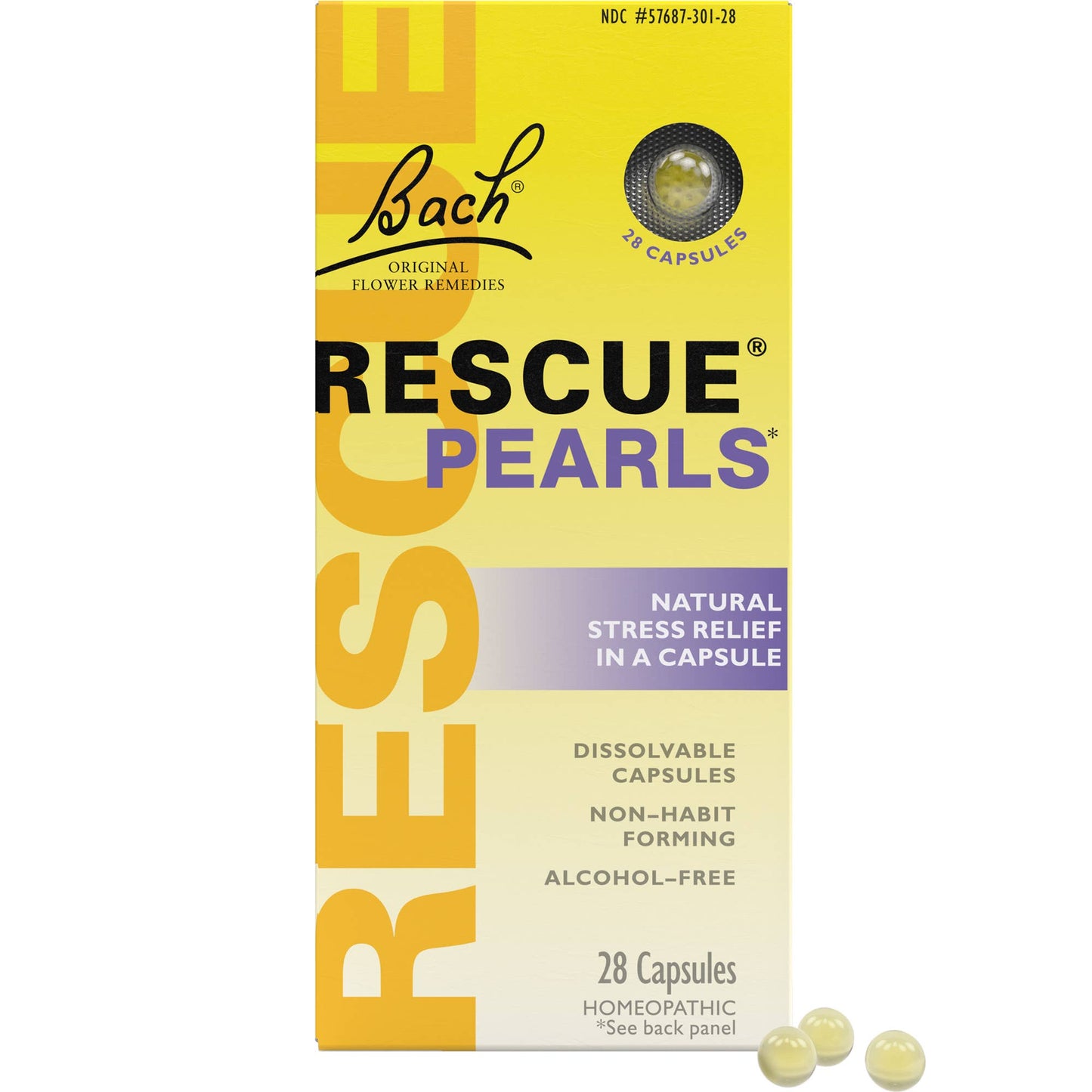Bach Rescue Pearls Natural Stress Relief Gel Capsules 28 ea