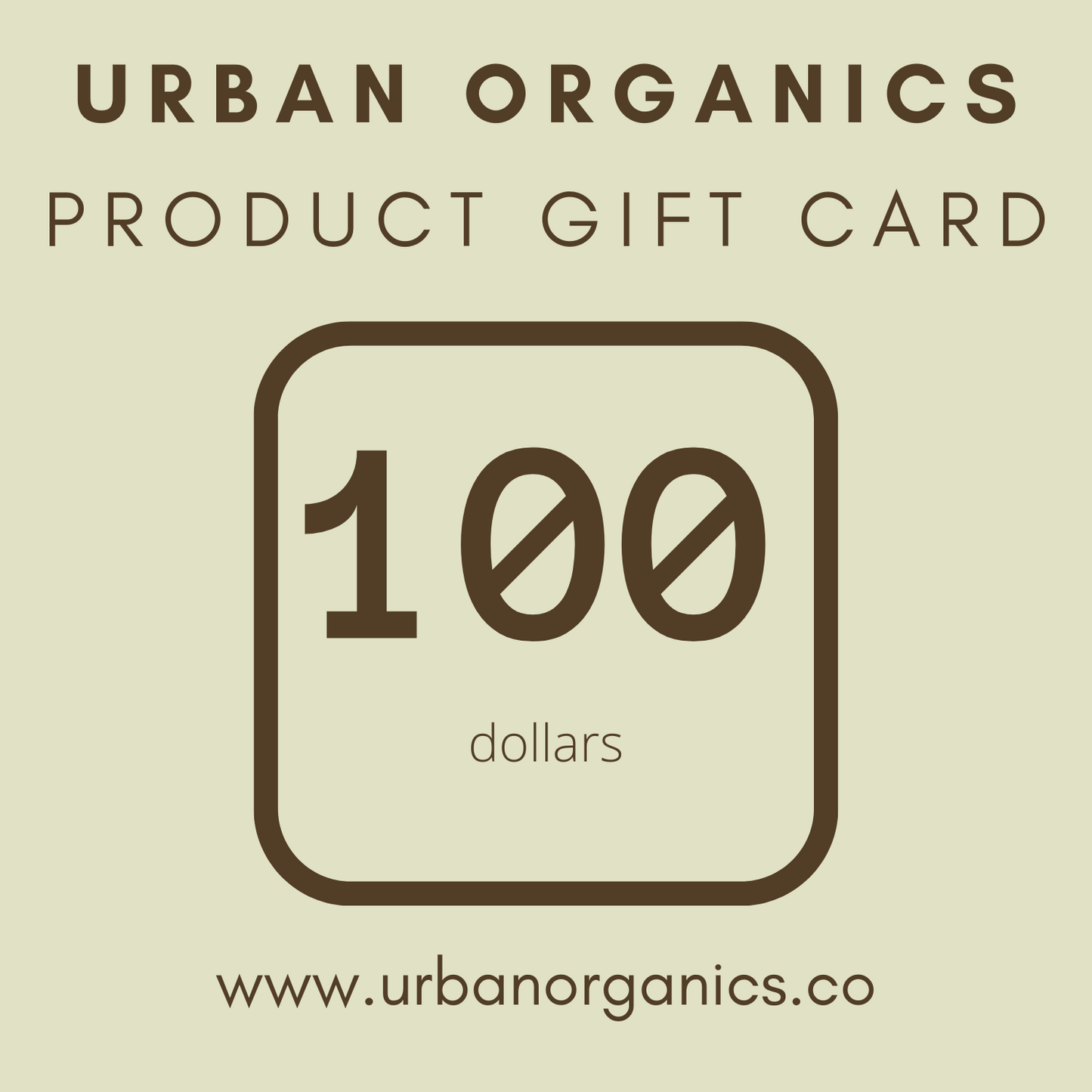 Urban Organics Product Gift Card