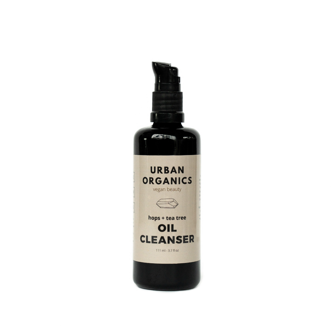 Hydrating cleansing oil with light oils that help carry away dirt and remove makeup. Hops and tea tree extracts to help comfort and clean the skin without drying it out. Contained in a 111 ml uv glass bottle with a pump and compostable label. Shipped only using compostable and recyclable packaging materials.
